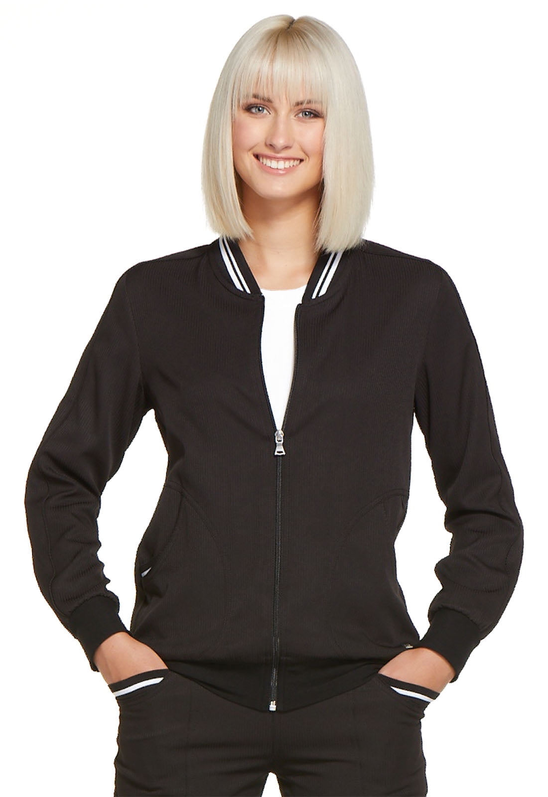 Elle Elle Scrubs Jacket for Women Bomber EL310, XS, Black Walmart