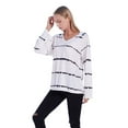 thumbnail image 4 of Aosijia Casual Long Sleeve Striped T-Shirts for Women Plus Size Tunic Loose Pullover Shirts Tops V Neck Ladies Spring Fall Winter Thin Basic Tee Tops White XL, 4 of 9