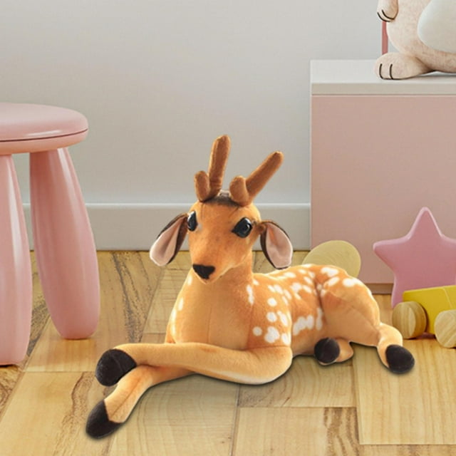 Muñeco Durmiente Suave para Decoración Del Hogar de Ciervo Manchado Sika de Peluche Realista, Animal de Peluche para Fiesta , lado Hugo Ciervo Sika de peluche