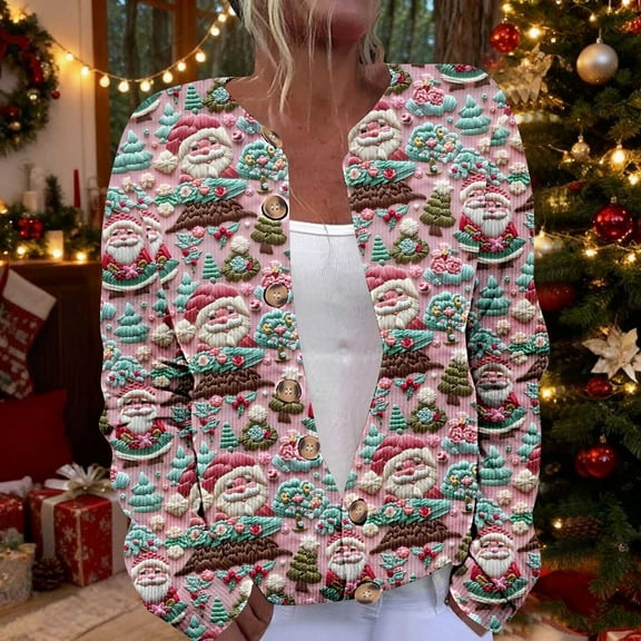 YUNAFFT Soft Floral Print Button Front Cardigan Lightweight Knit Open Front Long Sleeve Loose Fit Coat for Women