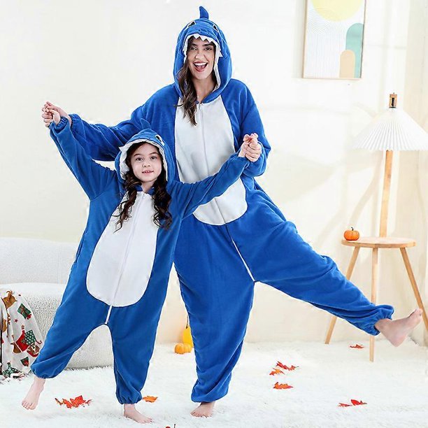 Pijama de Halloween con dibujos animados de animales para hombre y mujer, disfraz de tiburón, mono, abeja, zorro, T-Rex, estegosaurio, dragón rojo y negro