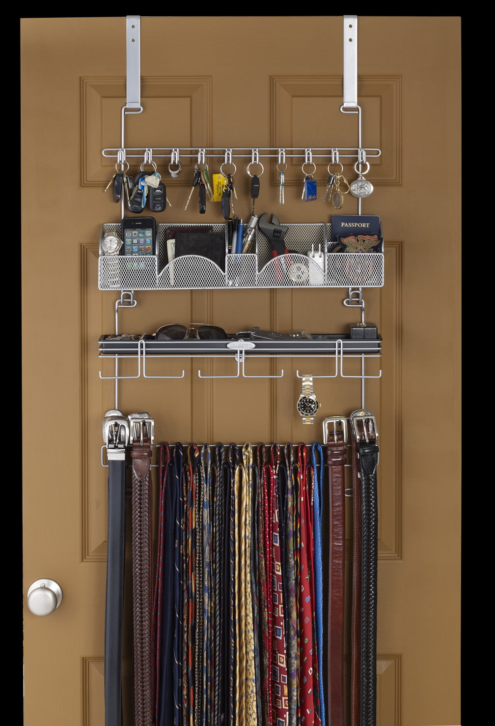 Longstem Men's Tie Belt Rack Accessory Closet Hanging Organizer Black #9200 