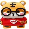 thumbnail image 1 of HTOOQ Creative Cute Vivid Cartoon Glasses Bag Tiger Design Air pods Cover Portable Character Accessories Wireless Earphone Shockproof Protector Compatible with 2021 New Airpods 3 Hook Red, White--, 1 of 6