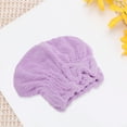 thumbnail image 5 of Unique Bargains 1 Pc Water-absorbent Bow Hair Towel for Bathroom Hotel Coral Fleece Purple, 5 of 5