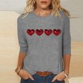 thumbnail image 2 of Plebaso Chemises à Manches 3/4 pour Femmes Mignonnes avec Cœur Hauts Amples Décontractés Blouses à Col Rond T-Shirts Imprimés, 2 of 4