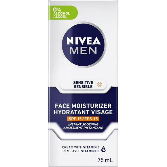 NIVEA MEN Sensitive Face Moisturizer SPF 15, Mens Face Moisturizer, Non-Greasy and Alcohol Free Face Lotion for Sensitive Skin