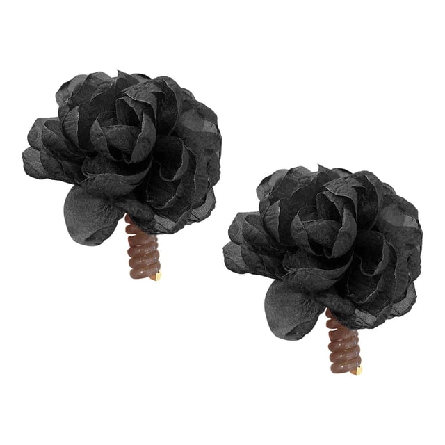 2 piezas Bandas para el cabello de flores Bobina de cabello espiral elegante para el favor de la fiesta de cumpleaños negro