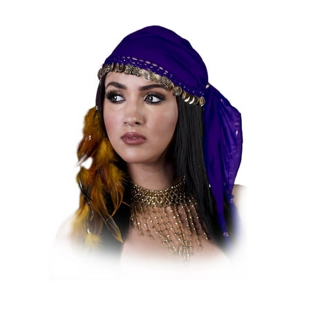 Adult Gypsy Belly Dancer Headpiece Purple/Gold