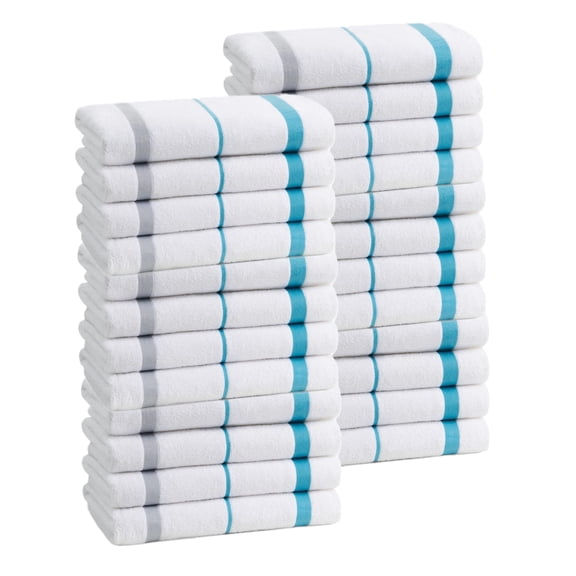 Ben Kaufman - Terry Horizontal Sailor Stripes Beach Pool Towels - Set of 24 Pcs - 30in X 60in - 400 GSM - Luxury Hotel Towels 24-Pack (Turquoise)