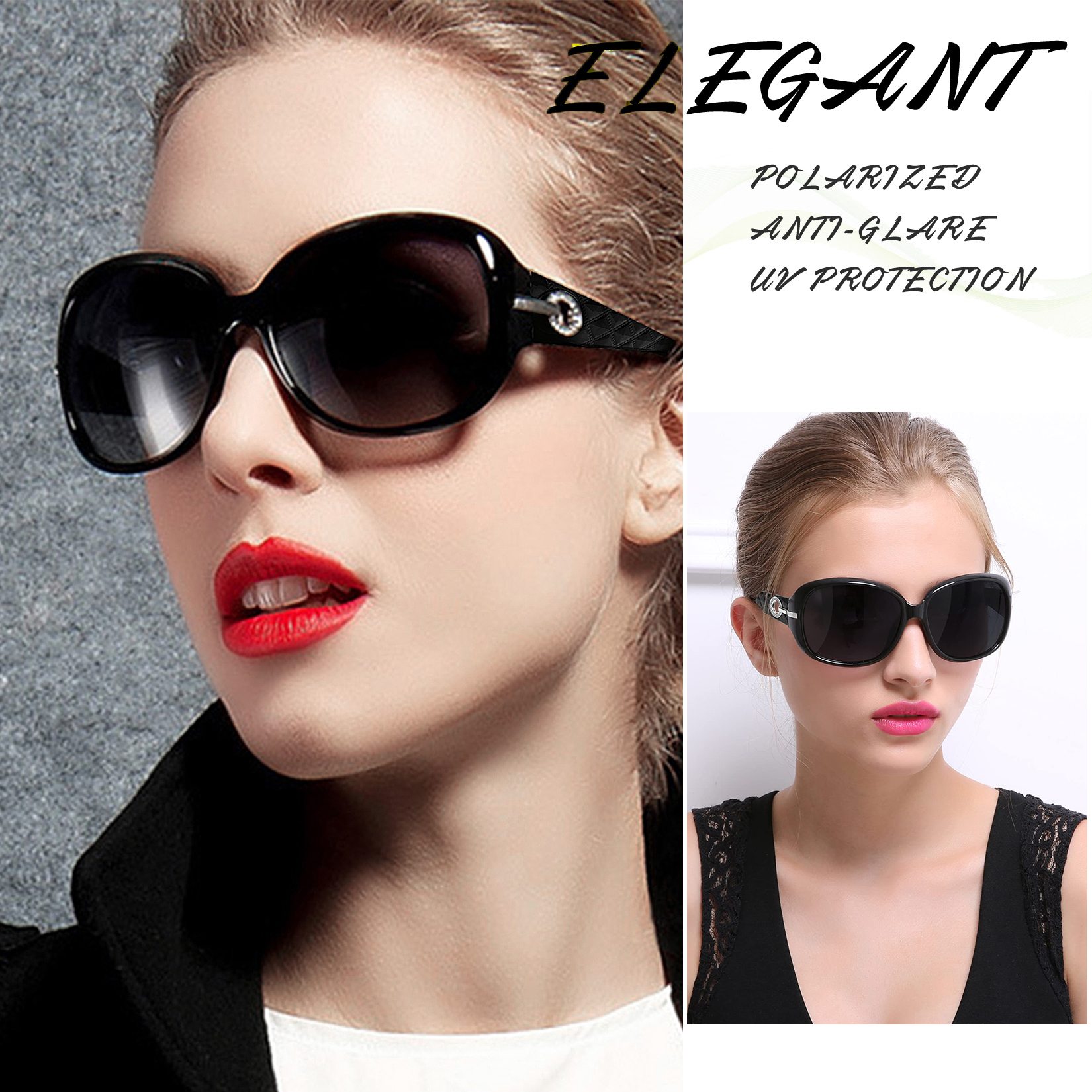 Joopin Oversized Polarized Sunglasses for Women, Black photo 3