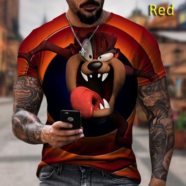 Nueva Llegada Looney Tunes Taz-Mania Camiseta De Impresión 3D Tazmanian Devil Printing Hombres Y ’ spangjing