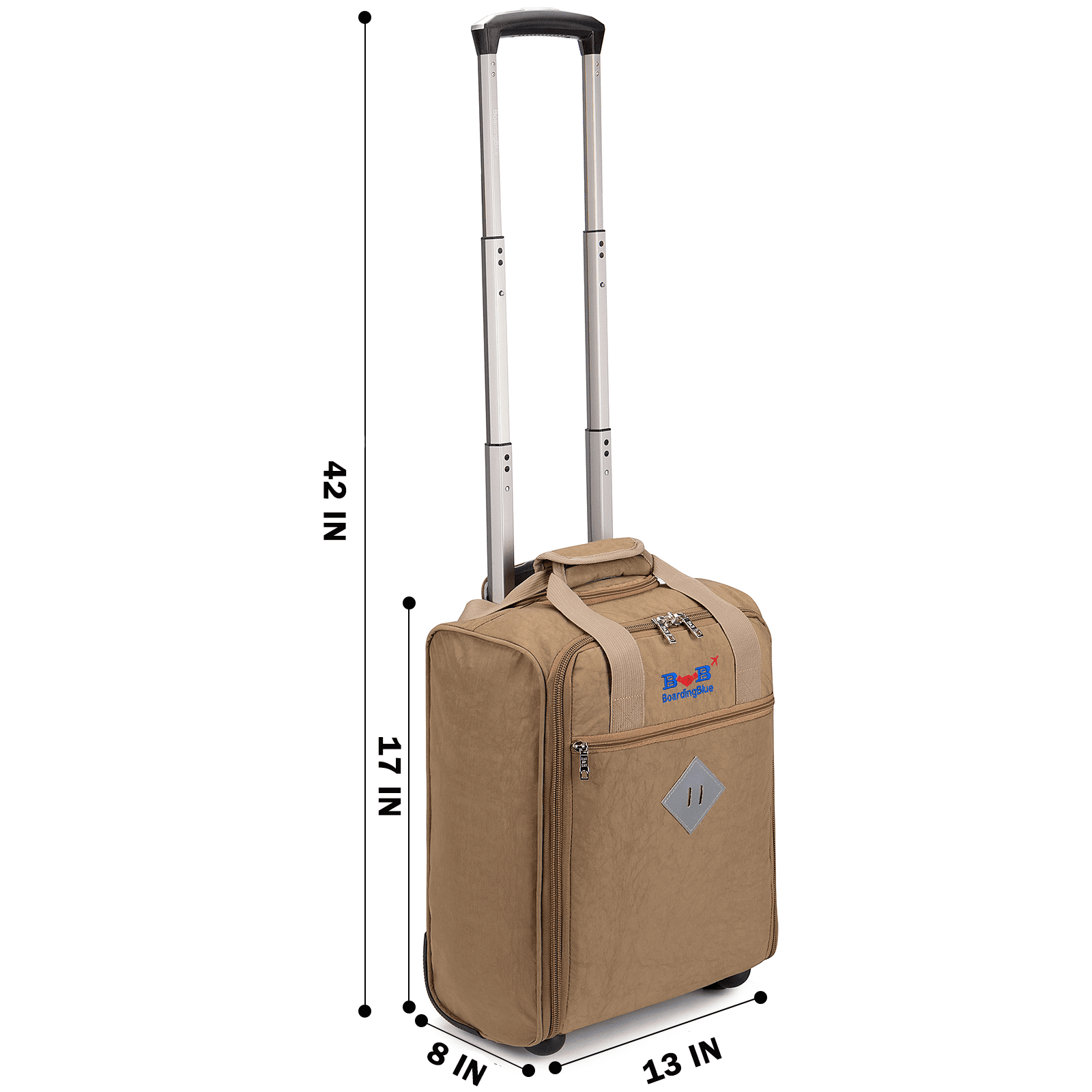 For JetBlue Airlines 17x13x8 Inches Rolling Personal Item Underseat Rolling Travel Bag - Suitable for Major Airlines including Spirit, Jetblue and Frontier- Duffel Bag Design (Beige)