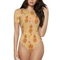 thumbnail image 2 of Goofa Pineapples Printed Women Rash Guard Short Sleeve,Tummy control Swimsuit Surfing Swimsuit Bathing Suit One Piece Swimsuit UPF 50-XX-Large, 2 of 9