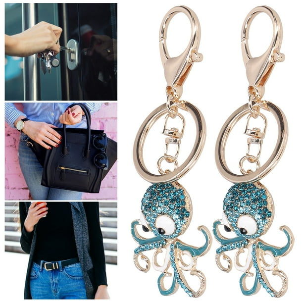 Key Chain, Bag Pendant Octopus Shaped Zinc Alloy Keychain, Rhinestones  Friend Holiday Partner For Family Member Black+Black,Blue+Blue,Rose Red+Rose  Red,Black+Blue,Black+Rose 