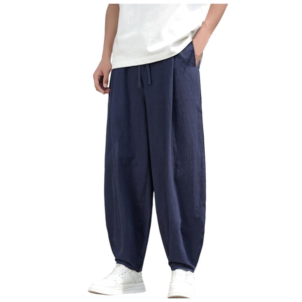 Pantalones de chándal lisos para hombre, pantalones harem informales, pantalones deportivos con bolsillos para el gimnasio y uso diario