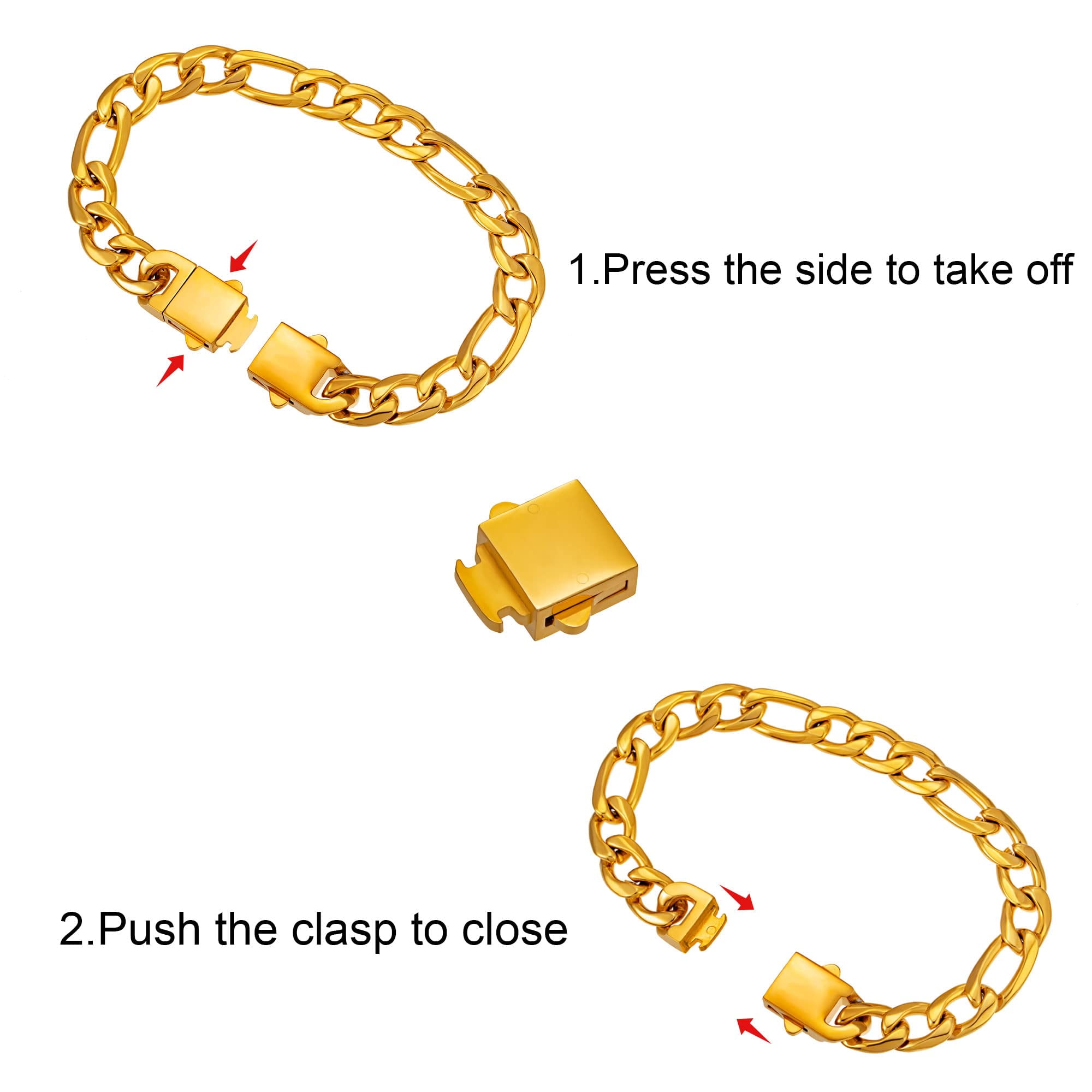 Speroto Chain Bracelet for Men 6mm/9mm, Sturdy Stainless Steel Mens Figaro Link Bracelet with Attachable Clasp, Simple Jewelry Gift for Men Women