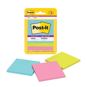 Post-it Super Sticky Notes, 3 x 3 Inch, Neons, 3 Pads