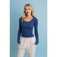 thumbnail image 6 of Cotton Long Sleeve Ribbed Henley Top with Buttons, 6 of 11