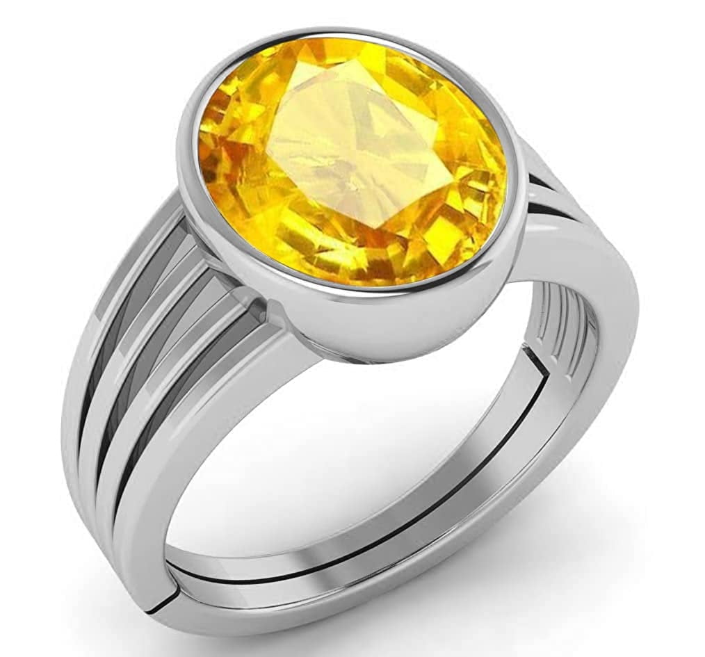 Laboratory Certified Yellow Sapphire / Pukhraj Ring | Pukhraj Ring In  Sterling Silver