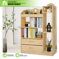 thumbnail image 2 of Magshion Wood 4 Tiers 2 Drawers Bookshelf, Toys Books Display Storage Bookcase, Natural, for Home, 2 of 10