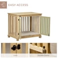 View of PawHut Wooden Dog Crate Furniture with Soft Cushion, Dog Crate End ...