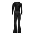 thumbnail image 5 of felwors Women's Velvet Two Piece Tracksuit - Long Sleeve Zip Up Hooded Jacket & Wide Leg Pants Set with Pockets, Y2K Loungewear for Everyday Black, M, 5 of 6