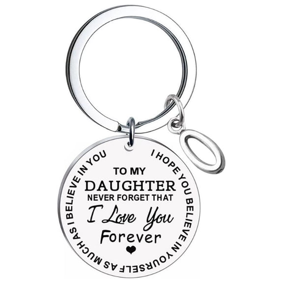 Naughtyhood Mother's Day DIY To My Daughter Stainless Steel Last Name 26 Letter Keychain 2.5cm Wonderful Gift,jewelry for women,mother's day gifts jewelry