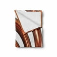 thumbnail image 2 of Abstract Soft Flannel Fleece Throw Blanket, Helix Coil Curved Spiral Swirled Shape on White Backdrop Print, Cozy Plush for Indoor and Outdoor Use, 50" x 60", Dark Orange White, by Ambesonne, 2 of 6