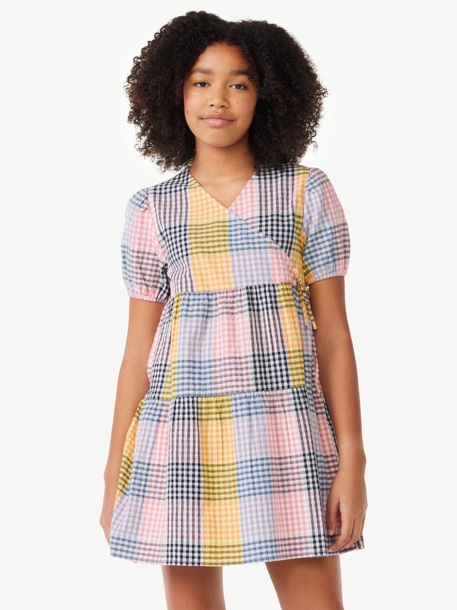 Free Assembly Girls Faux Tie Dress, Sizes 4-18