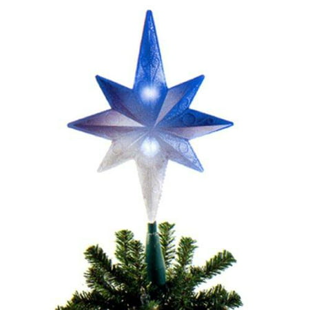 12" Lighted Color-Changing Blue to White Glitter Star Christmas Tree Topper - Walmart.com