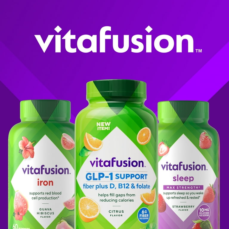glp 1 plus b12 vitafusion GLP-1 Support Fiber Plus Vitamins D, B12 and Folate Gummy  Vitamins, Sugar Free, 90 ct