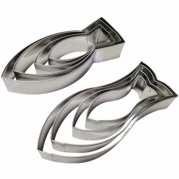 Large Fish Cookie Cutter Set 8-Piece Stainless Steel Jesus Fish Fondant Cutters (4 Fork   4 Flat Tail)