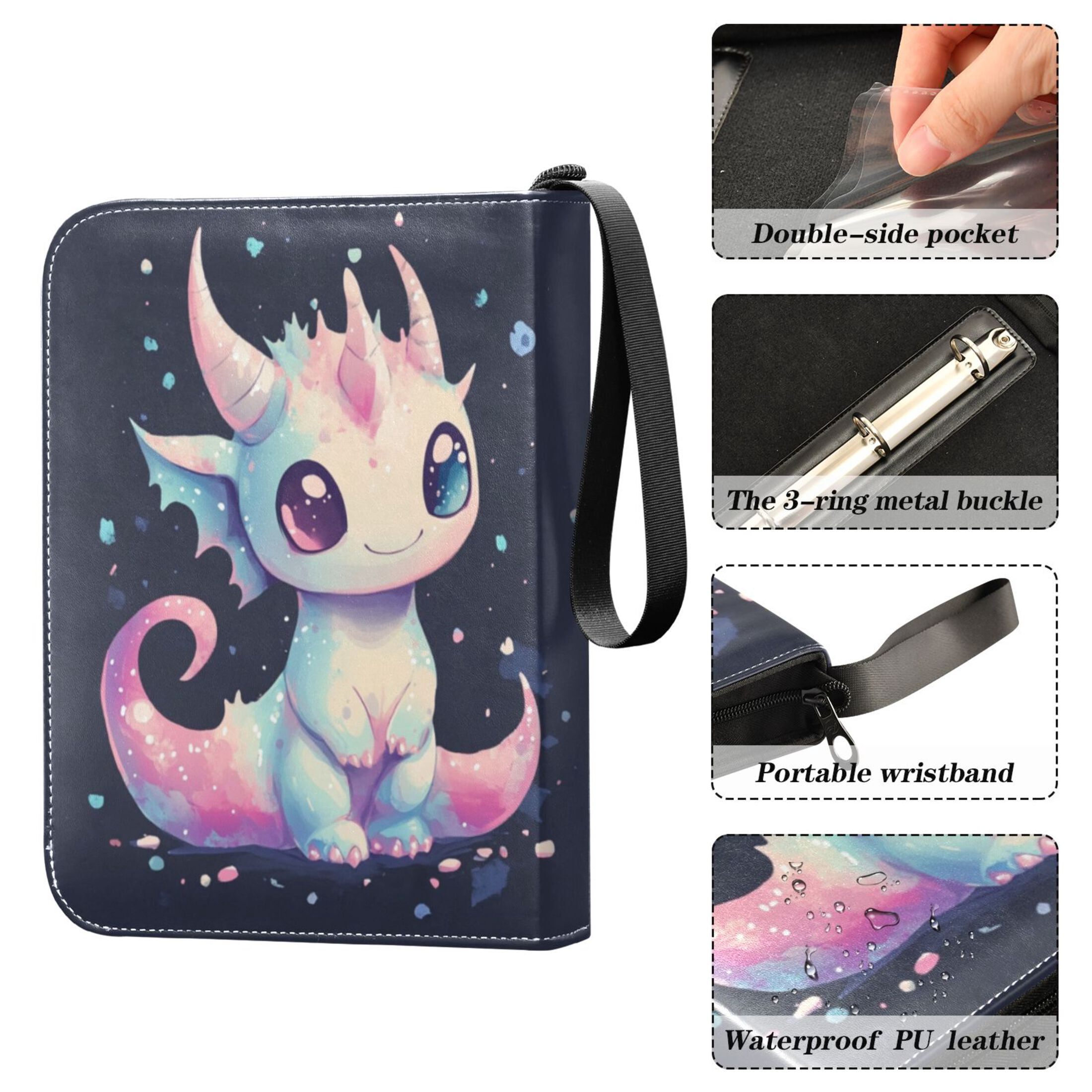 Game Card Storage Bag Collectible Trading Card Albums The 4-Pocket Card Binder With 50-Page Sleeve Can Hold 400 Game Cards Adorable Dragon