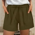 thumbnail image 2 of vigerkar Women's Cotton Linen Bermuda Shorts Drawstring Short Pants Casual Beach Shorts with Pockets for Summer AG, M, 2 of 7