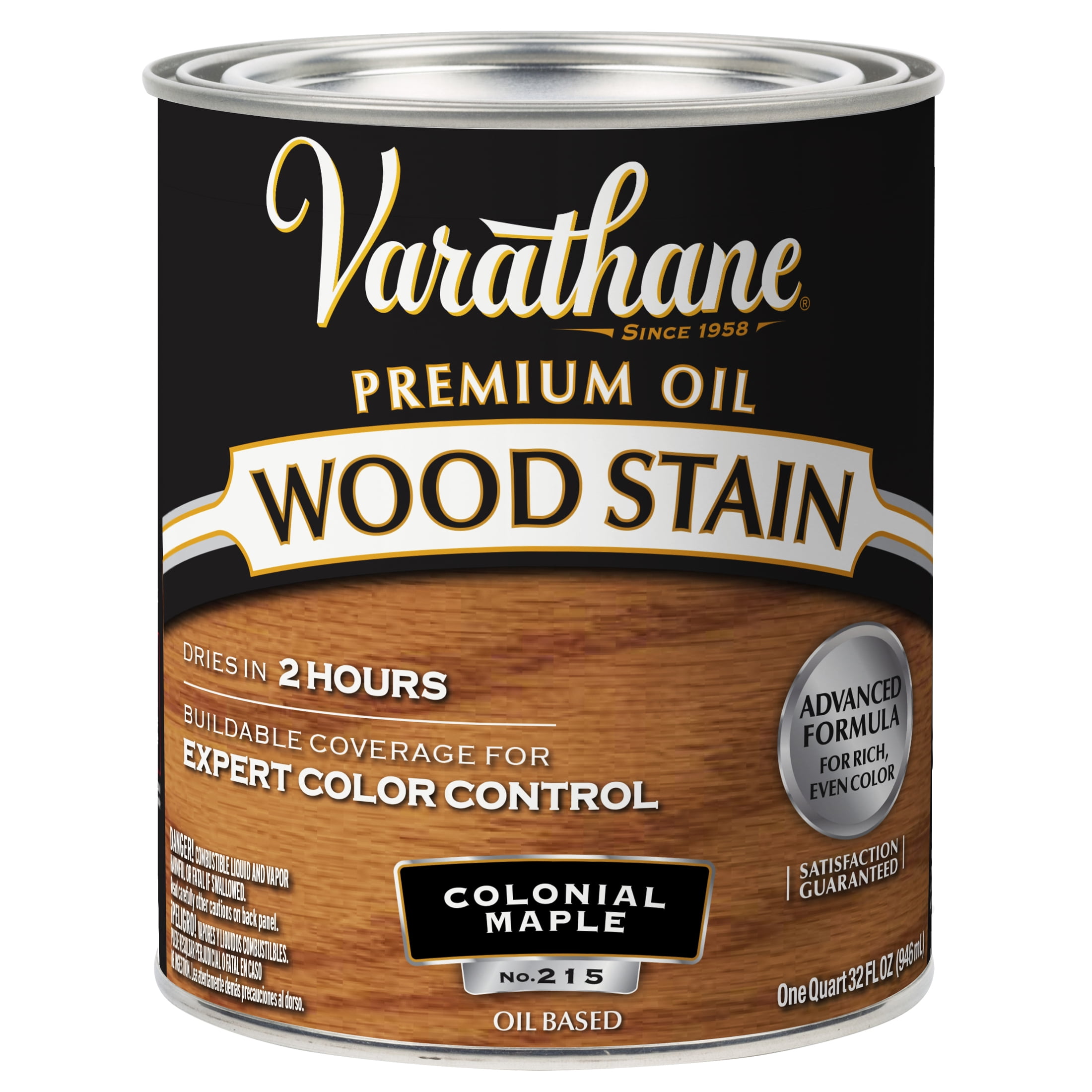 2 Pack, Colonial Maple, Varathane Premium Oil-Based Interior Wood Stain-211712H, Quart