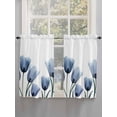 thumbnail image 3 of Blue Tulips Kitchen Curtains 54 Inches length, Spring Summer Floral Rustic Botanical Window Treatment Curtain Drapes, Thermal Insulated Drapes for Basement Hotel RV, 42"x54", 2 Panels, 3 of 7