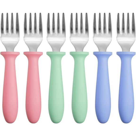 6-Pack Stainless Steel Toddler Spoons Baby & Kids Utensils for Self-Feeding Plastic Handle Dishwasher Safe