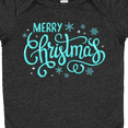 thumbnail image 4 of Inktastic Merry Christmas Hand Lettering with Snowflakes in Teal Boys or Girls Baby Bodysuit, 4 of 5