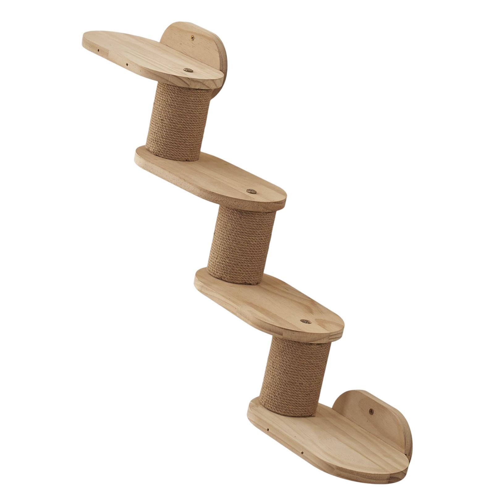 Bothyi Cat Wall Shelves 4 Steps Wooden Cat Wall Steps for Scratching Climbing Playing