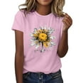 thumbnail image 2 of Xdegoge Women Graphic Tees Painterly Daisy Tee with Subtle Splatter Graphic Casual Crewneck Short Sleeve Shirts Artistic Floral Tops and Tunics for Women, 2 of 5