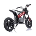 thumbnail image 6 of 24V Kids Electric Dirt Bike, 300W Motorcycle for Big Kids Ages 6-12, 13 MPH, 14" Inflatable Tires, Twist Grip Throttle, Rear Spring Suspension, Key Start, Bluetooth, Red, 6 of 11