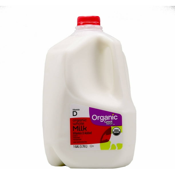 Great Value Organic Whole Unflavored Milk, 1 Gallon