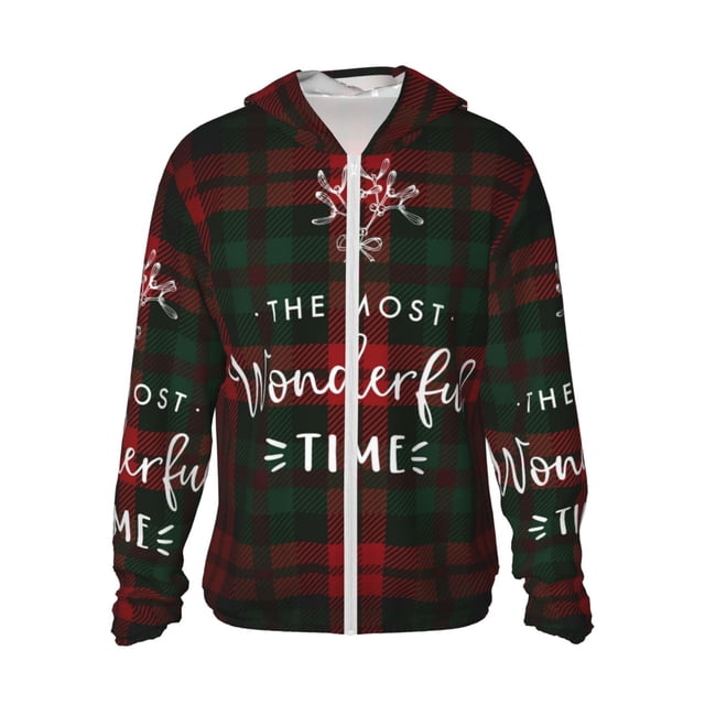 Balery Wonderful Time Christmas Sudadera ligera de manga larga con capucha y protección solar UPF 50+ para hombre y mujer, ideal para pesca y running-Large