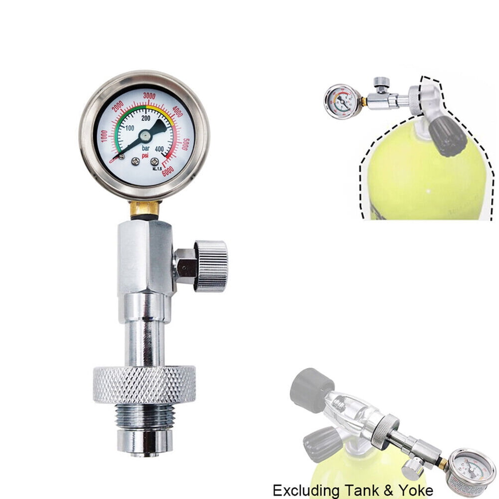 GLFSIL High Pressure DIN Scuba Dive Cylinder Tank Gauge 400Bar w