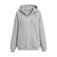 thumbnail image 7 of Xinoom Women 2 Piece Tracksuit, Full Zip Hooded Jacket with Pockets & Elastic Cuff Jogger Pants, Soft Casual Matching Outfit Gift for Ladies Daily Walking Family Gathering Gray,XL, 7 of 7