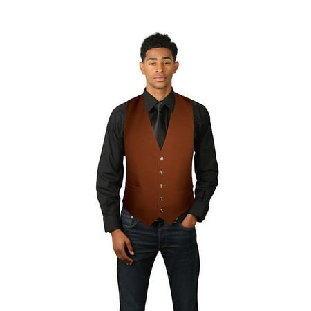 Brown Herringbone Blazer - Men's Full Back Dress Vest