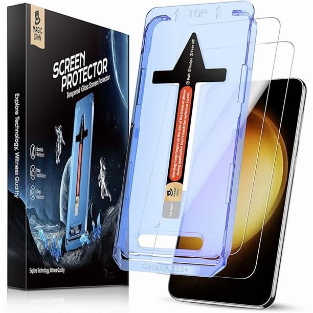 wonima11 MAGIC JOHN 2 Pack for Samsung Galaxy S23 Plus/ S23+ (6.6 Inch) Screen Protector Tempered Glass, Bubble Free with Auto Dust-Elimination Installation, Anti Scratch, Case Friendly