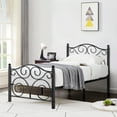 thumbnail image 2 of VECELO Twin Size Metal Bed Frame with Headboard and Footboard, Mattress Foundation/No Box Spring Needed, Black, 2 of 8