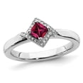 thumbnail image 1 of 2/5 Carat (ctw) Lab Created Princess Cut Ruby Ring in Sterling Silver with Accent Diamonds, 1 of 5
