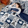 thumbnail image 4 of Homewish Ice Hockey 7-Piece Queen Bedding Set - Sport Gamer Blue White Plaid, 4 of 8